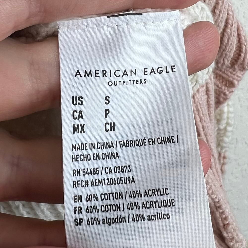 American Eagle Oversized Slouchy V Neck Pullover Striped Knit Sweater Size Small - Picture 5 of 6